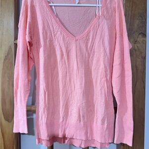 Victoria's Secret Coral Long Sleeve V-Neck Top